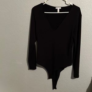 Black low v neck